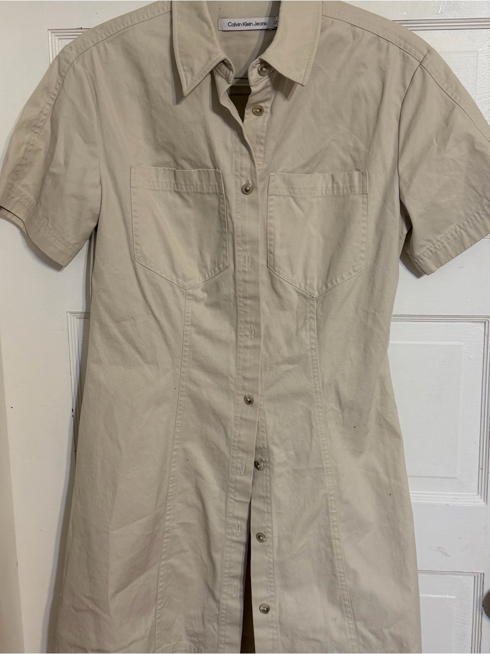 Calvin Klein Jeans Beige Button-Front Shirt Dress